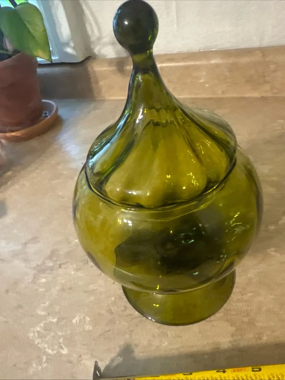 vintage Mid-Century Modern Empoli Italian art glass Circus Tent Candy Dish MCM